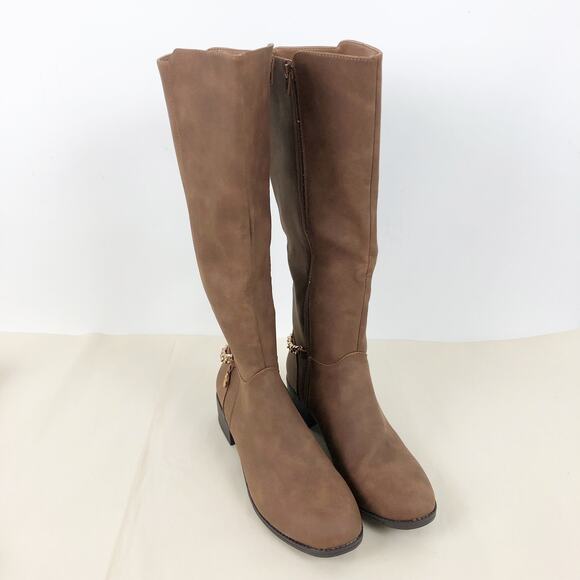 Nautica Womens Rebeka Riding Boots Size 10 Brown Knee High Faux Leather NWOB - Picture 3 of 11